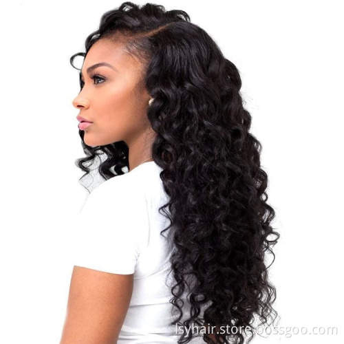 5x5 Lace Closure Human Hair Wig Unit 100% Human Hair Lace Wigs Deep Curly 180% 210% Density Natural Black Color